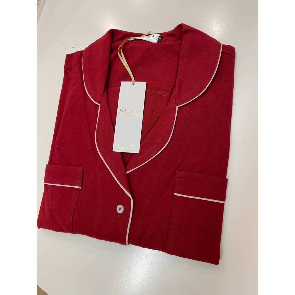 NEW SALUA women's long luxury sleep shirt in rojo vino